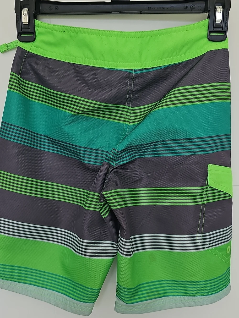 Nike Kids' Green, Grey & Teal Striped Swim Trunks Boys Sz S
